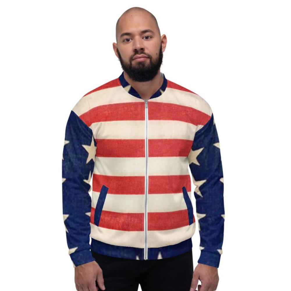 Vintage Flag of the United States of America Unisex Bomber Jacket
